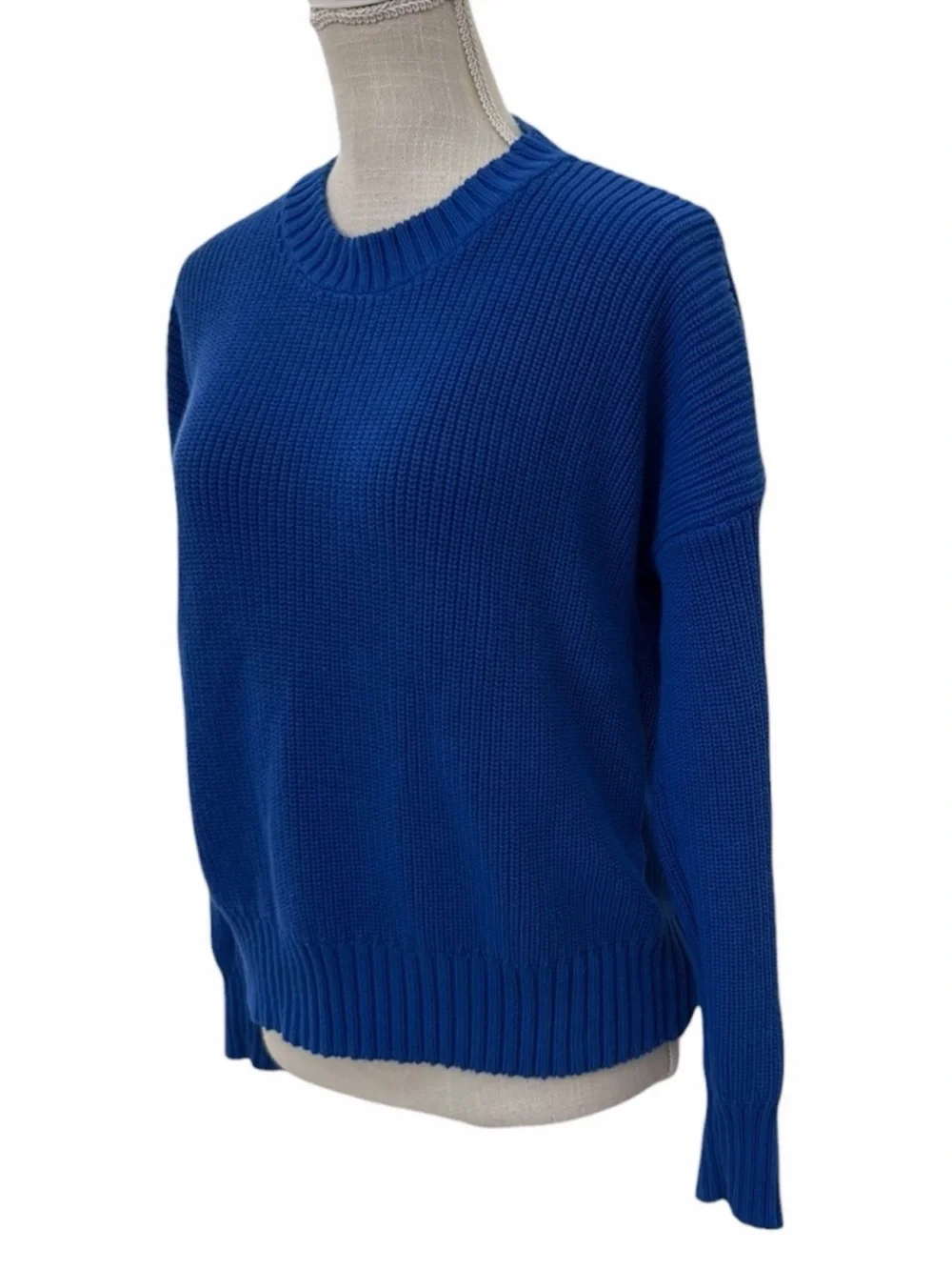 American Giant Royal Blue Ribbed Cotton Crewneck Sweater Size XL